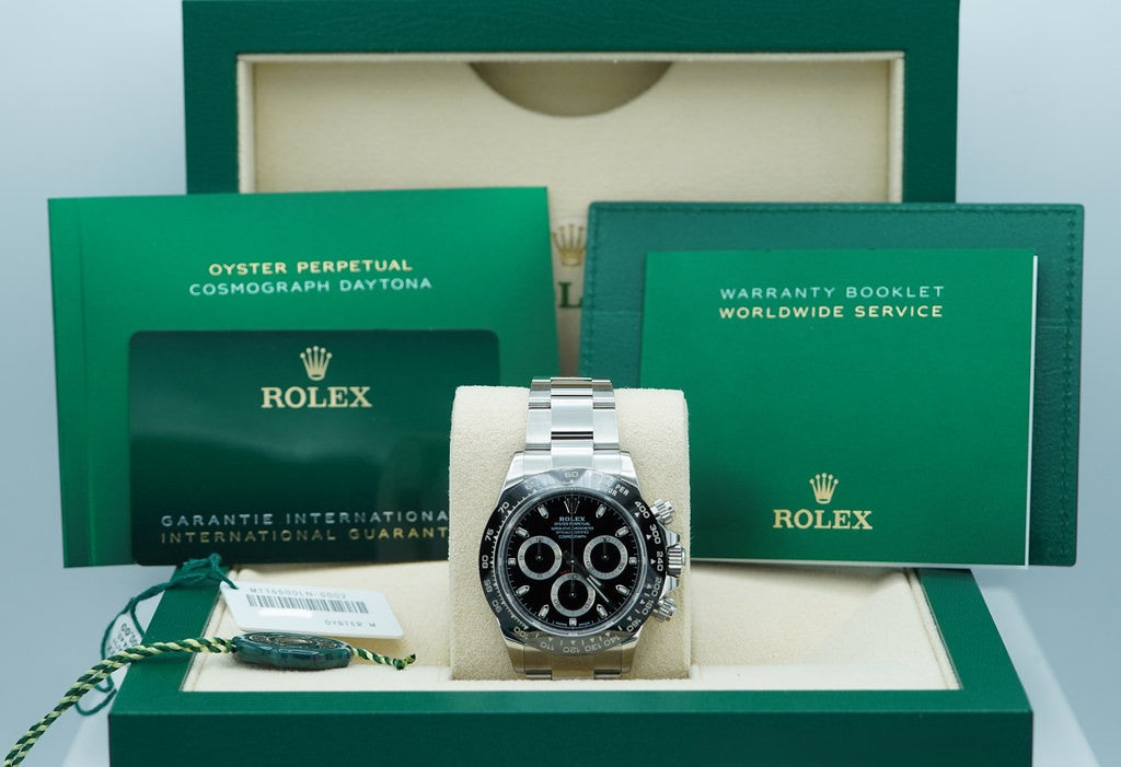 Rolex 116500LN COSMOGRAPH DAYTONA STEEL CERAMIC BEZEL BLACK DIAL 2024 WARRANTY FULL SET